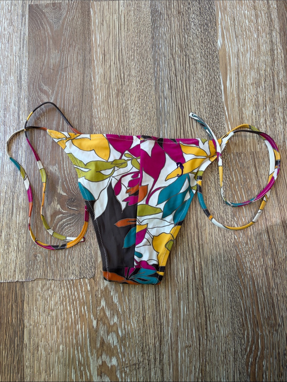 SYLA Floral Tie-String Bikini Set - Yellow & Multicolor women’s size III - Picture 5 of 7